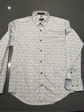 Slim Fit White Floral Button-Down Shirt